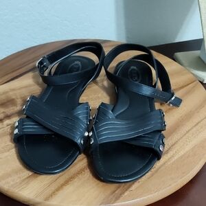 Tod's Black Strappy Sandals with silver studs size 8.5